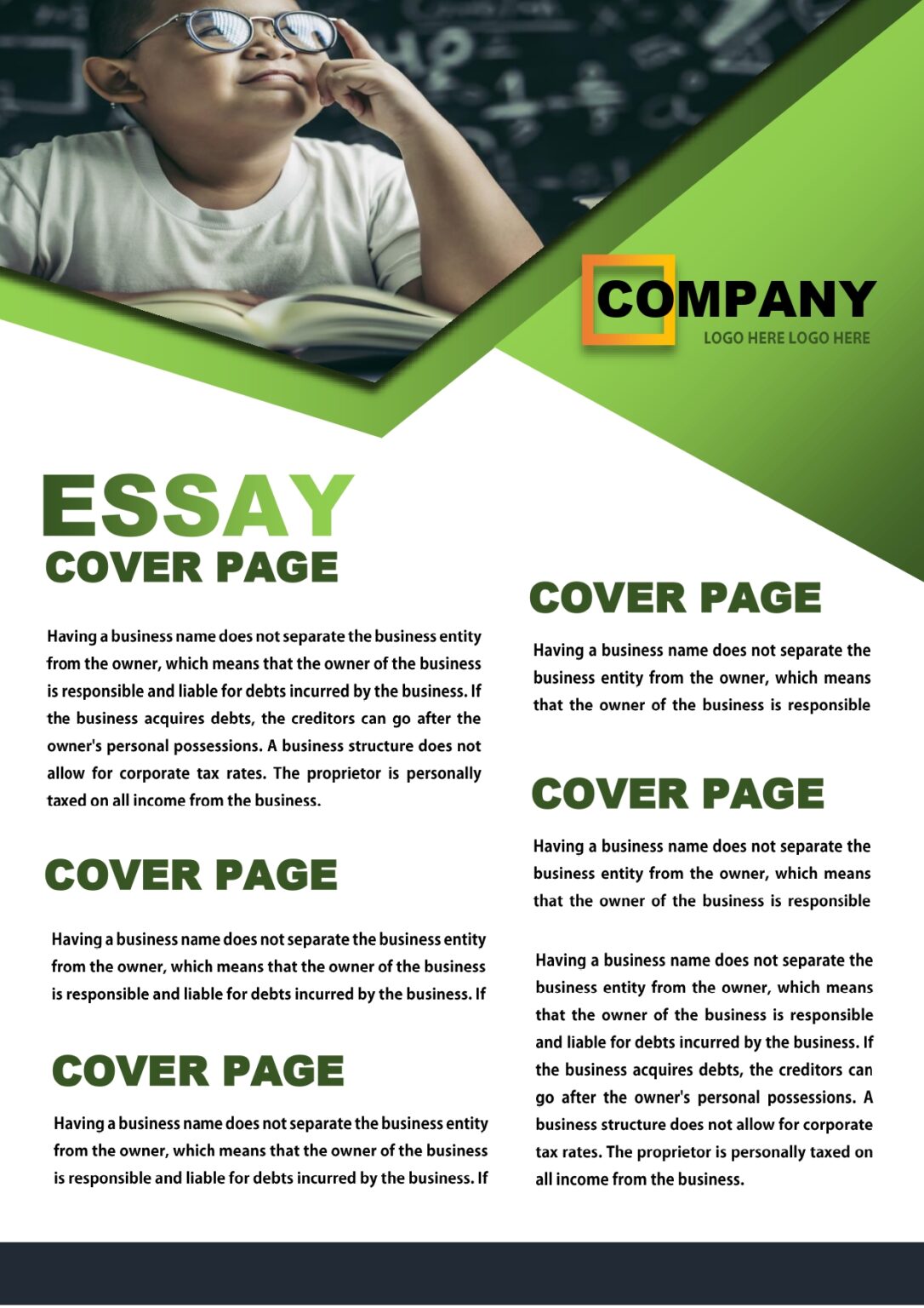 cover page essay template