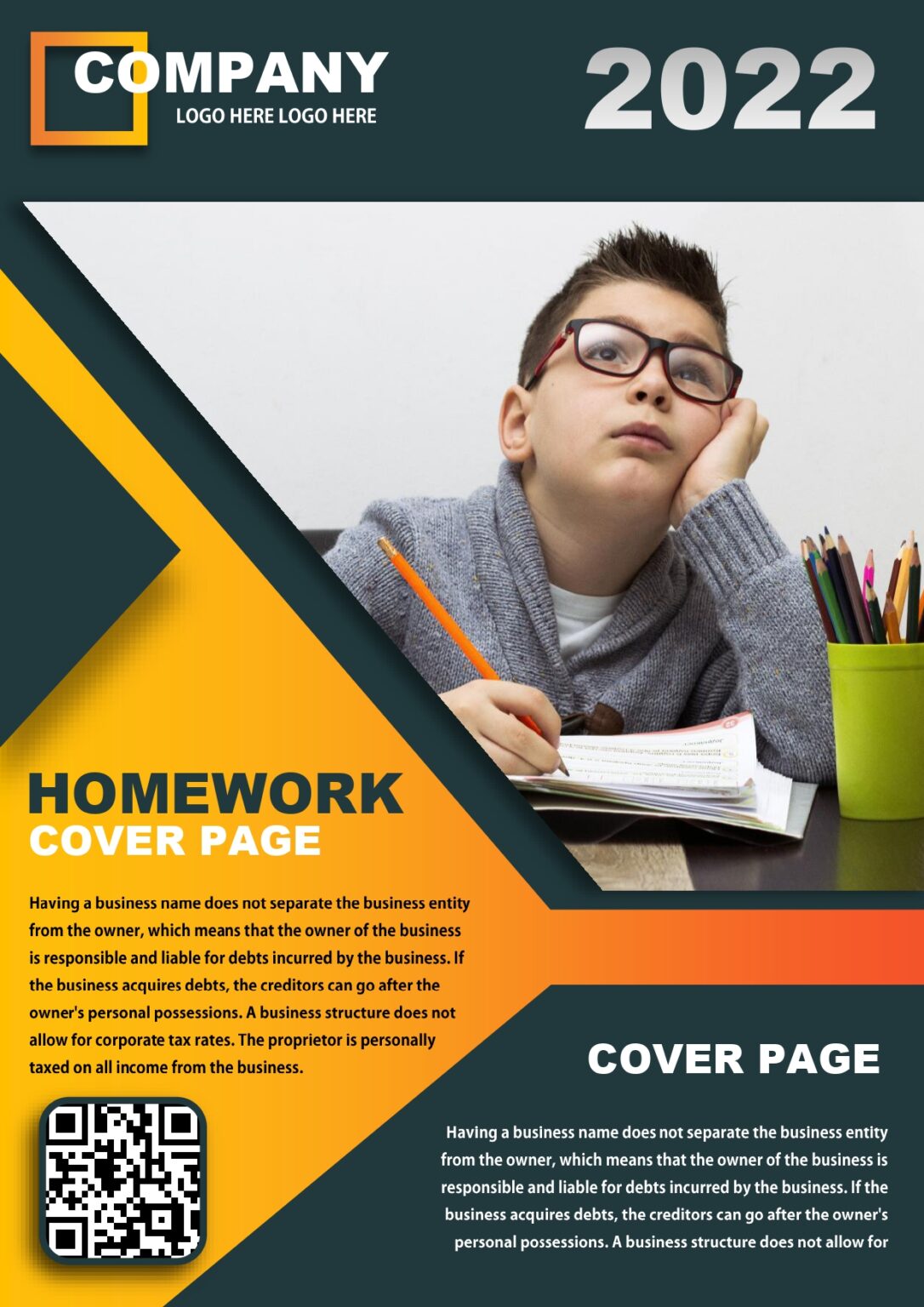 homework cover page template