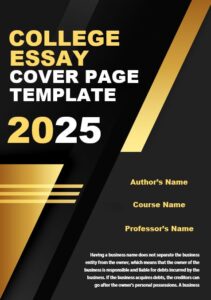 7+ Best FREE College Essay Cover Page Template Design in MS Word Format