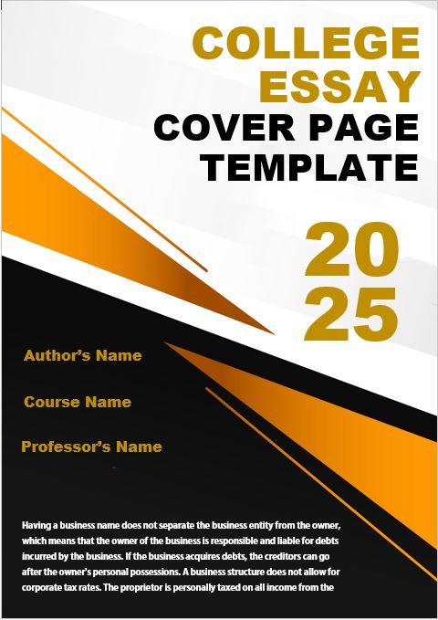 7+ Best FREE College Essay Cover Page Template Design in MS Word Format
