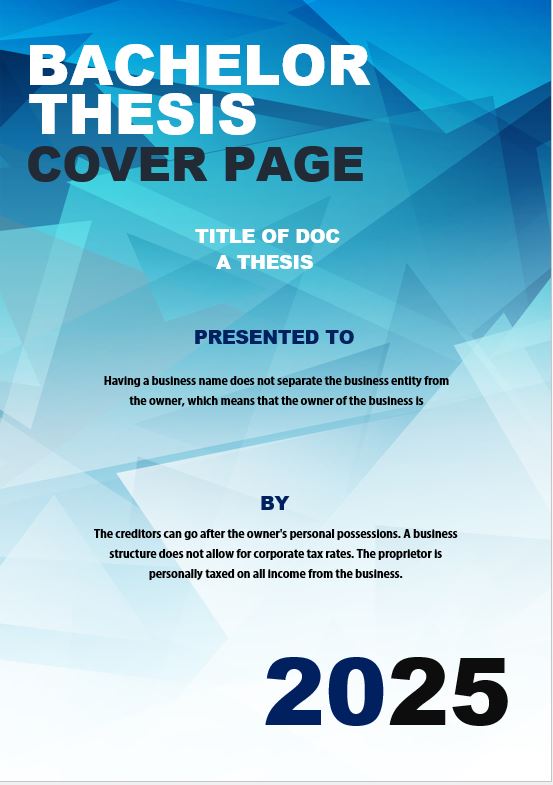 7+ Free Bachelor Thesis Cover Page Template Design in MS Word