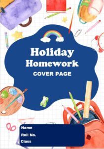 maths holiday homework cover page