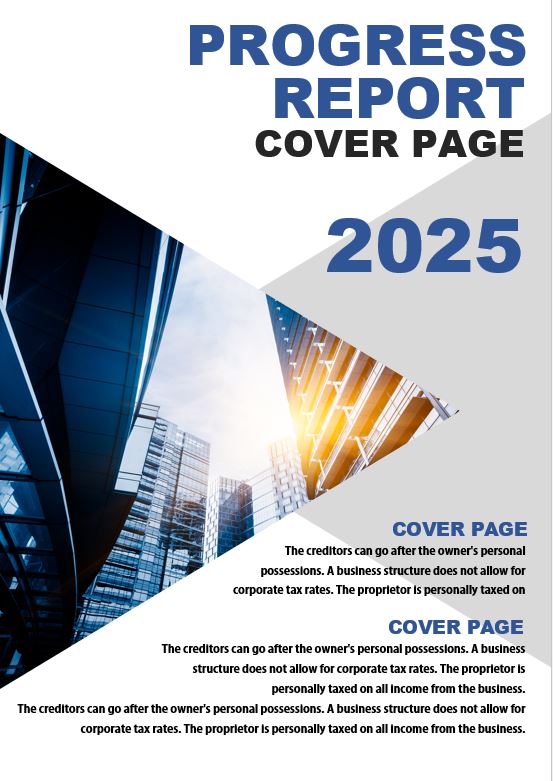 Free Progress Report Cover Page Template Design in MS Word